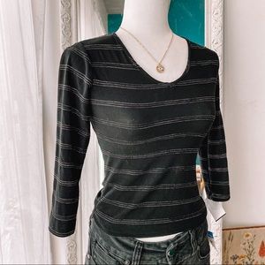 Dolce & Gabbana Black Crop Top With Silver Stripes